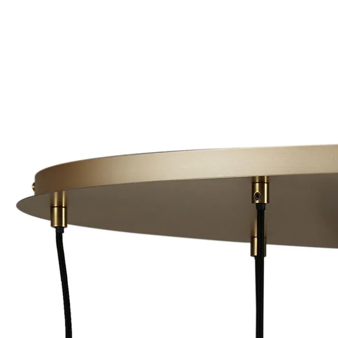 Art Deco hanglamp goud met amber glas 9-lichts - Jia