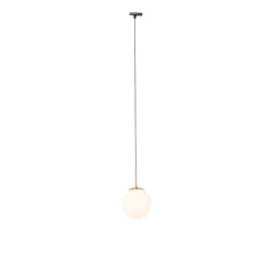 Art Deco hanglamp goud met opaal glas incl. rail adapter zwart 1-fase - Iconic Flore