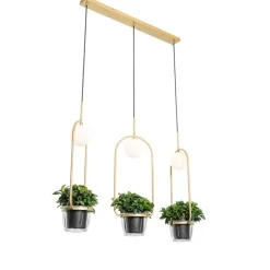 Art deco hanglamp goud met wit glas 3-lichts - Isabella