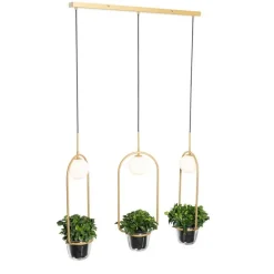 Art deco hanglamp goud met wit glas 3-lichts - Isabella