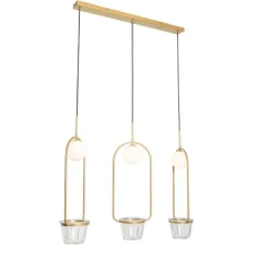 Art deco hanglamp goud met wit glas 3-lichts - Isabella