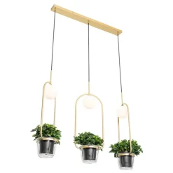 Art deco hanglamp goud met wit glas 3-lichts - Isabella