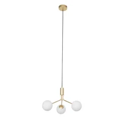Art Deco hanglamp goud met opaal glas 3-lichts - Coby