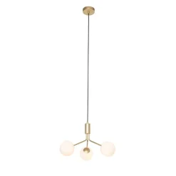 Art Deco hanglamp goud met opaal glas 3-lichts - Coby