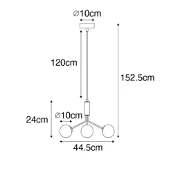 Art Deco hanglamp goud met opaal glas 3-lichts - Coby