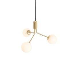 Art Deco hanglamp goud met opaal glas 3-lichts - Coby
