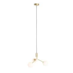 Art Deco hanglamp goud met opaal glas 3-lichts - Coby