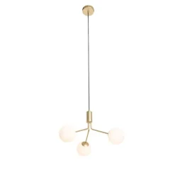 Art Deco hanglamp goud met opaal glas 3-lichts - Coby