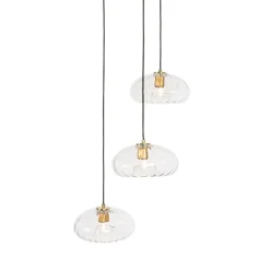 Art Deco hanglamp goud met glas rond 3-lichts - Ayesha