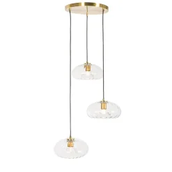 Art Deco hanglamp goud met glas rond 3-lichts - Ayesha