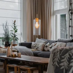 Art Deco hanglamp goud met glas - Laura