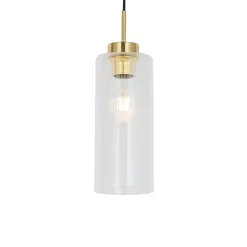 Art Deco hanglamp goud met glas - Laura