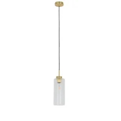 Art Deco hanglamp goud met glas - Laura