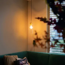 Art Deco hanglamp goud met glas - Laura