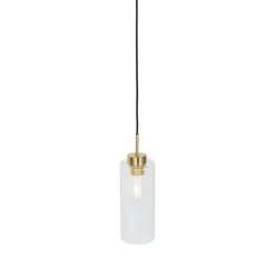 Art Deco hanglamp goud met glas - Laura