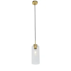 Art Deco hanglamp goud met glas - Laura