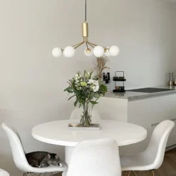 Art Deco hanglamp goud met opaal glas 7-lichts - Coby