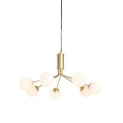 Art Deco hanglamp goud met opaal glas 7-lichts - Coby