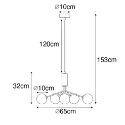 Art Deco hanglamp goud met opaal glas 7-lichts - Coby