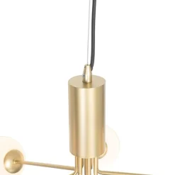 Art Deco hanglamp goud met opaal glas 7-lichts - Coby