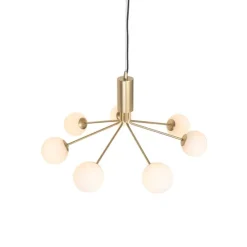 Art Deco hanglamp goud met opaal glas 7-lichts - Coby