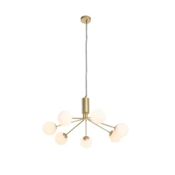 Art Deco hanglamp goud met opaal glas 7-lichts - Coby