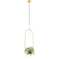 Art deco hanglamp goud met wit glas - Isabella