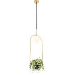 Art deco hanglamp goud met wit glas - Isabella
