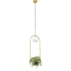 Art deco hanglamp goud met wit glas - Isabella