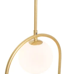 Art deco hanglamp goud met wit glas - Isabella