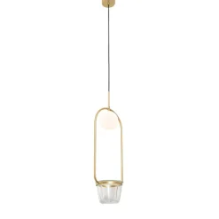 Art deco hanglamp goud met wit glas - Isabella