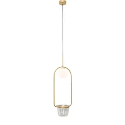 Art deco hanglamp goud met wit glas - Isabella