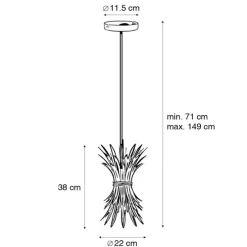 Art Deco hanglamp goud met zwart - Wesley