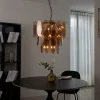 Art Deco hanglamp goud met amber glas ovaal 14-lichts - Mochan