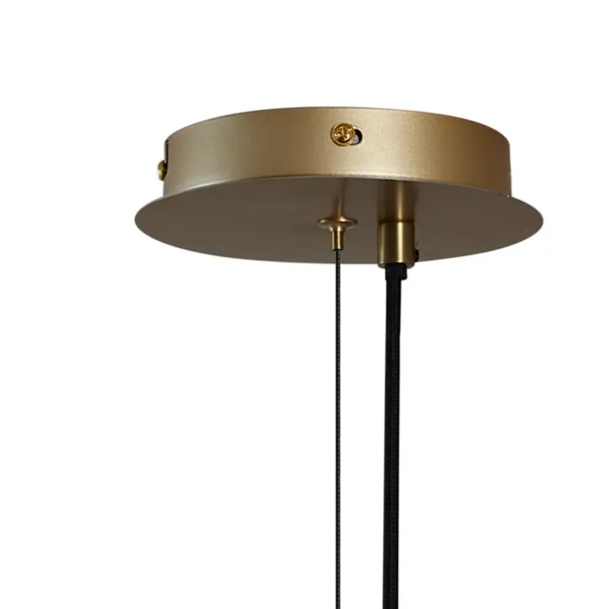 Art Deco hanglamp goud met amber glas ovaal 14-lichts - Mochan