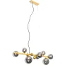 Art deco hanglamp goud met smoke glas 8-lichts - David