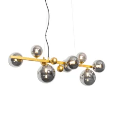Art deco hanglamp goud met smoke glas 8-lichts - David
