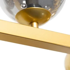 Art deco hanglamp goud met smoke glas 8-lichts - David