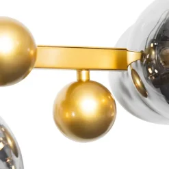 Art deco hanglamp goud met smoke glas 8-lichts - David