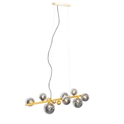 Art deco hanglamp goud met smoke glas 8-lichts - David