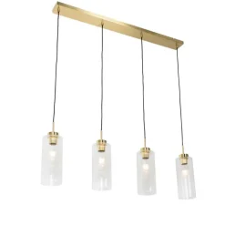 Art Deco hanglamp goud met glas 4-lichts - Laura