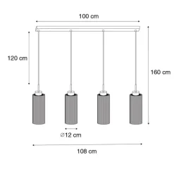 Art Deco hanglamp goud met glas 4-lichts - Laura
