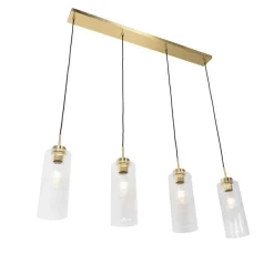 Art Deco hanglamp goud met glas 4-lichts - Laura