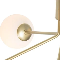 Art Deco hanglamp goud met opaal glas 5-lichts - Coby