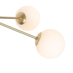 Art Deco hanglamp goud met opaal glas 5-lichts - Coby