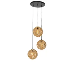 Art deco hanglamp goud rond 3-lichts - Maro