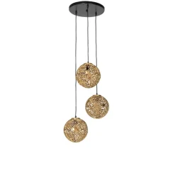 Art deco hanglamp goud rond 3-lichts - Maro