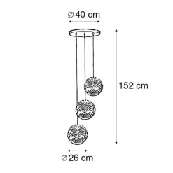 Art deco hanglamp goud rond 3-lichts - Maro