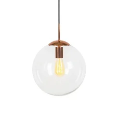 Art deco hanglamp koper met helder glas 30 cm - Ball 30
