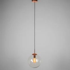 Art deco hanglamp koper met helder glas 30 cm - Ball 30
